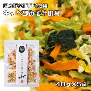 キャベツみそ汁の具 40g×5袋 国産 こだわり乾燥野菜 干し野菜 国内産 乾物 便利野菜 備蓄 非常食 味噌汁の具 簡便野菜