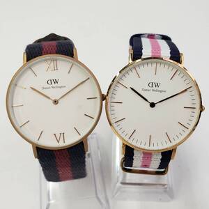 x/x/M012-541 Daniel Wellington 腕時計２点まとめ DW メンズ ダニエルウェリントン アナログ クォーツ ホワイト文字盤 