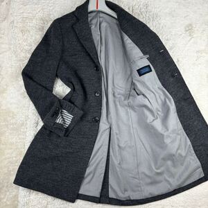 1円 極美品 XL.LL~L Blu e Grigio×RingJacket ブルーエグリージオ リングヂャケット チェスターコート ツイード ウール メンズ グレー M