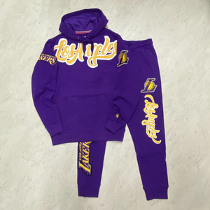 USA正規品 【M】 NBA公式 FISLL ロサンゼルス レイカーズ LA Lakers ハイクラス仕様 スウェット 上下 セットアップ 刺繍 パッチ 紫