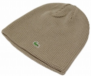 ☆ラコステ LACOSTE リバーシブルワッチ L3320 ニットキャップ ニット帽 帽子 フリー ベージュ ビーニー 日本製