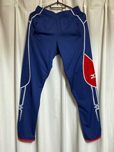 スピード発送★ミズノ MIZUNO 陸上競技 ジャージパンツ 薄手 トラックパンツ 裾ファスナー レッド×ネイビー Mサイズ