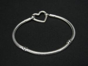 1円 ■新品■未使用■ PANDORA パンドラ SV925 ハートモチーフ バングル ブレスレット アクセサリー レディース シルバー系 FJ4344