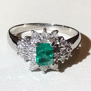 ☆ジュエリーマキ Pt850 エメラルド0.54ct&ダイヤリング☆