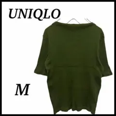 UNIQLO カットソー 半袖 カーキ M 伸縮性 ユニクロ サマーニット