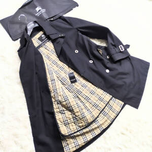 絶版極美品銀釦BURBERRY BLACKLABELナポレオンコート2wayキルティングライナーL~M銀メタル釦ノバチェックブラレバーバリーブラックレーベル