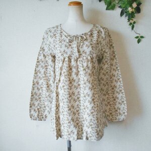 美品 ハグオーワー HUG O WaR Vintage Chic 春 夏 麻 リネン 混 長袖 ブラウス