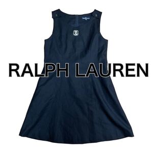 【1円～】RALPH LAUREN ラルフローレン ノースリーブワンピース 150cm ネイビーブラック系 キッズ 女の子