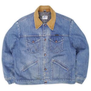 ラングラー Wrangler 稀少 ビッグサイズ 80s JL720NV デニムジャケット USA製 アメリカ製 ヴィンテージ (-3878) ブルー XL相当