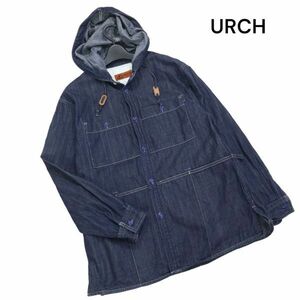 URCH RNA アーチ アールエヌエー B2598 通年 エプロンポケット♪ フード付き デニム シャツ ジャケット Sz.M　レディース　K4T00130_2#O