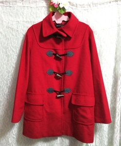 ANNE KLEIN NEW YORK 赤アンゴラ羊毛ダッフルコート外套 Red angora wool duffle coat cloak