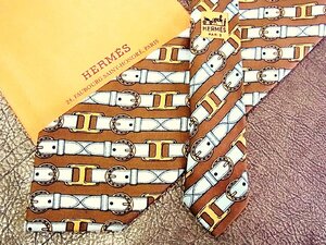 ★並品★4R01926【HERMES】エルメス「ベルト 柄」ネクタイ