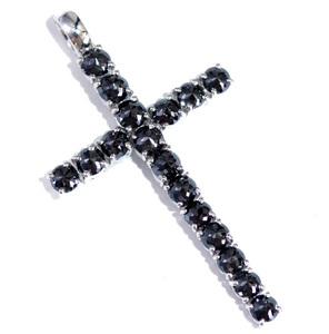 *N105【CROSS】ブラックダイヤモンド４．２６ct 最高級18金WG無垢男女共用ビックペンダントトップ 重量4.7g 幅47.1×25.8mm