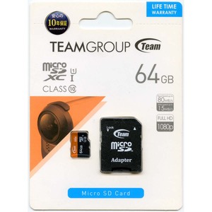 [送料無料] microSDXCカード【64GB】CLASS10 TEAMジャパン TUSDX64GUHS03【即決】TEAMGROUP 80MB/s UHS-I対応★4571381794247 新品