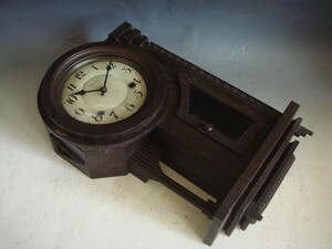珍　可動品 変形柱時計　昔の掛時計　検　本四つ丸 　達磨　ダルマ　置き時計 ゼンマイ振り子　 アンティーク