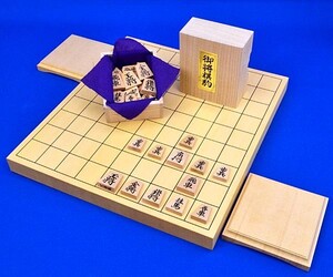 将棋セット　ヒバ1寸卓上将棋盤セット(将棋駒黄楊上彫駒)【囲碁将棋専門店の将碁屋】