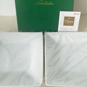 即決！未使用■ノリタケ　スクエアプレート 19cm 2枚セット　ホワイト■盛皿 取皿　デザート　Noritake China