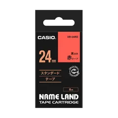 【在庫限り】（まとめ） カシオ CASIO ネームランド NAME LAND スタンダードテープ 24mm×8m 赤／黒文字 XR-24RD 1個 【×4セット】