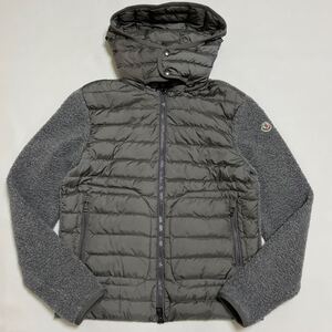 ■Mサイズ 美品 MONCLER モンクレール MAGLIA CARDIGAN マグリア カーディガン ジップアップ 切り替え ダウンジャケット ボア袖 グレー 