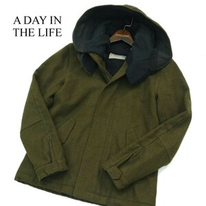 A DAY IN THE LIFE ユナイテッドアローズ 秋冬 メルトン ウール★ フーディー コート Sz.S　メンズ　A3T12444_A#N
