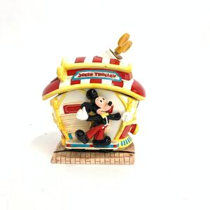 ◆Disney 東京ディズニーランド トゥーンタウン オルゴール ◆ 陶器 ジョリートロリー ミッキー＆ミニー 小物入れ 置物 インテリア