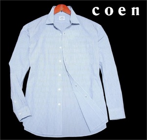 新品!! コーエン coen 強撚ブロード生地 ストライプ 長袖 シャツ ライトブルー (L) 送料安☆ ユナイテッドアローズ メンズ 薄手 春夏 青 ★