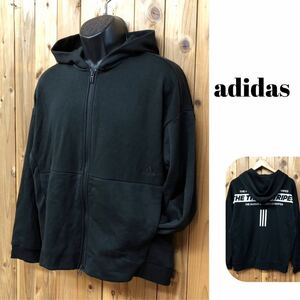 【新品】adidas /アディダス /メンズS 長袖 スウェット パーカー トレーナー ジャケット 黒 ロゴプリント THREE STRIPES スポーツウェア