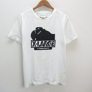 z■エクストララージ/XLARGE fingercroxx ロゴプリント 半袖Tシャツ【M】白/MENS/158【中古】