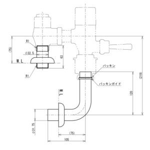 g 送料520円 TOTO TSF75L1R フラッシュバルブ配管セット（壁給水・壁排水形）トイレ 在庫品 未使用