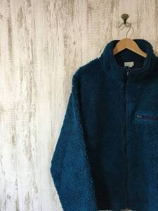 684☆【USA製 アメリカ古着 フリース ボアジャケット】L.L.Bean エルエルビーン 青系 XL