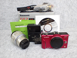 【中古】Panasonic LUMIX DMC-GF2C レンズキット ファインレッド 14mm/F2.5 ASPH 一眼デジタルカメラ パナソニック 本体(NJB96-1)