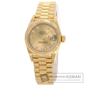 ROLEX ロレックス 69178G デイトジャスト 10P ダイヤモンド 腕時計 K18イエローゴールド K18YG レディース 中古