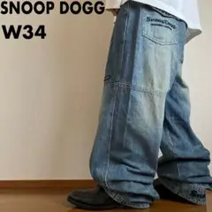 極太00s SNOOP DOGG 刺繍ロゴバギーデニム B系HIPHOP