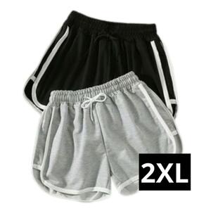 2XL 2枚セットショートルームパンツ 韓国 レディース ヨガ グレー 黒