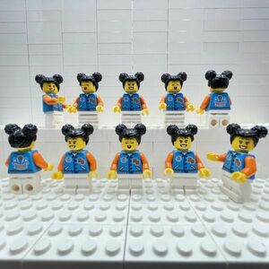 C16　レゴミニフィグ　チームスクィード　お団子ヘアー　両顔ヘッド　10個セット　新品未使用　LEGO社純正品