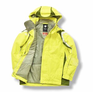 ★デサント DESCENTE スキー ジャケット M ネオン イエロー HEAT NAVI フード付 中綿 スノーボード スノボ ウィンター スポーツ ウェア★