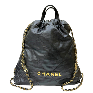 シャネル CHANEL CHANEL22 バックパック AS3313 ブラック ゴールド金具 レザー リュック・デイパック レディース 中古