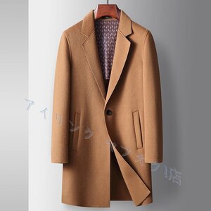 ☆新品超希少 メンズコート ビジネスコート 紳士ロングコート 厚手 ウール カシミヤコートダブルボタンチェスターコート アウター ブラウン