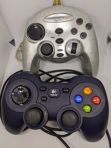 USBコントローラー2個セット Logicool Gamepad F310 Sanwa supply motion grip pro JY-P43USV 動作確認済み 中古傷汚れあり