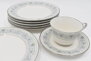 (1027M 0115T1)1円～ Noritake ノリタケ アイボリーチャイナ モンテレオーネ プレート6枚 カップ＆ソーサー1客セット　全8点セット