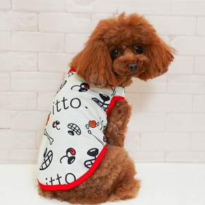 【100円スタート！】Sサイズ◆【雑誌掲載商品】【日本製】【定価5210円の品】犬服 小型犬用 タンクトップ 食いしん坊柄 カットソー 新品