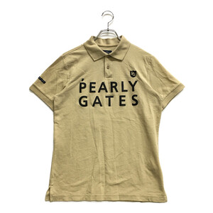 coco 中古 パーリーゲイツ PEARLY GATES メンズ 半袖ポロシャツ 4(M) ベージュ シアサッカー素材 レターパックプラス発送可 92064