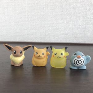 初期 当時物 ポケモンキッズ 指人形ソフビ ピカチュウ クリア イーブイ ニョロモ/45-3-67