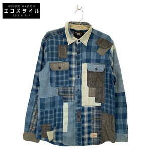 RRL ダブルアールエル LIMITED EDITION 世界112着限定 14/112 ヴィンテージ加工 コットン インディゴパッチワークシャツ