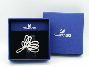 ■【YS-1】 Swarovski スワロフスキー ■ ラインストーン クリスタル ブローチ ■ シルバー系 × クリア 全長約5cm 【同梱可能商品】■C