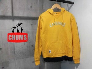 CHUMS チャムス アーチロゴワッペン スウェット パーカー M/後付フード プルオーバー フーディ/黄 イエロー/メンズ/CH00-1023