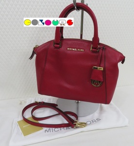 〔COLOURS〕 ２WAY■レッド■カーフ■ハンド／ショルダーバッグ■MICHAEL KORS