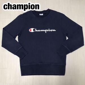 champion チャンピオン スエット 160 ネイビー ビッグロゴ プリントロゴ ワッペンロゴ トレーナー キッズ