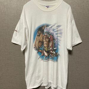 90s USA ビンテージ ヴィンテージ Tシャツ tee アメリカ 古着 オールド インディアン アニマル アート ロック バンド ストリート レア