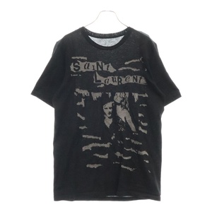 サンローランパリ 20SS SEX PISTOLS Tee フロント アート デザイン クルーネック 半袖 Tシャツ カットソー ブラック 601548 YBOF2